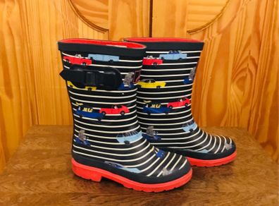 Joules Children's Stripe Cars Wellington Boots Size UK12