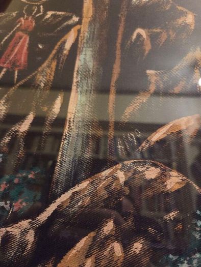 Vintage Haitian Art Painting on Fabric - Signed