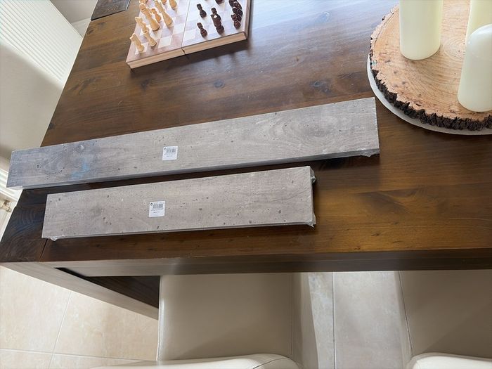 Set of two matching grey shelves