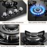 Gas Hob 4 Burners, 60cm Black Glass Built-in Cooktop with 8060W Wok Burner & Thermocouple Protection, Natural Gas & LPG Compatible Image 4