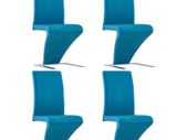 Dining Chairs with Zigzag Shape 4 pcs Blue Faux Leather