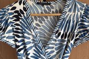 BCBG Max Azria blue/ white wrap dress size 6