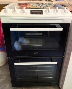 AEG 55cm Gas Cooker with Lid - White