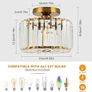 Ceiling Lights, Semi Flush K9 Crystal Chandelier Lamp with Metal Lampshade, E27 Gold Ceiling Lighting, Modern Light Fittings for Kitchen Hallway Living Room Bedroom Hall Home Decoration Image 4