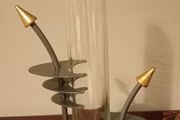 Art Deco Metal And Glass Cylinder Vase for Single Flower.