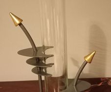 Art Deco Metal And Glass Cylinder Vase for Single Flower.