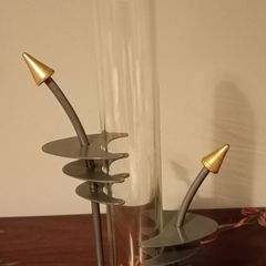 Art Deco Metal And Glass Cylinder Vase for Single Flower.