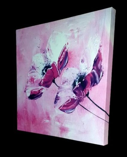 Brand New Abstract Pink Floral Canvas Art