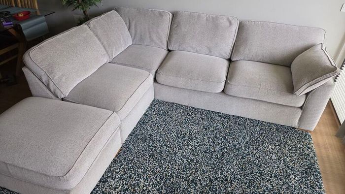 Light grey fabric corner sofa