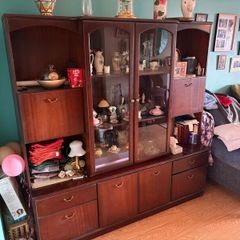 Large Mahogany-Style Display / Wall Unit