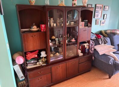 Large Mahogany-Style Display / Wall Unit