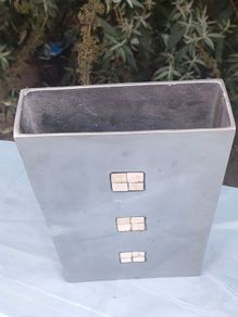 Large Modernist Polished Metal flower vase