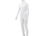 Full Body Male Mannequin with Glass Base Glossy White 185 cm