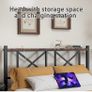 Double Floating Bed Frame with LED Lights and Charging Station Image 5