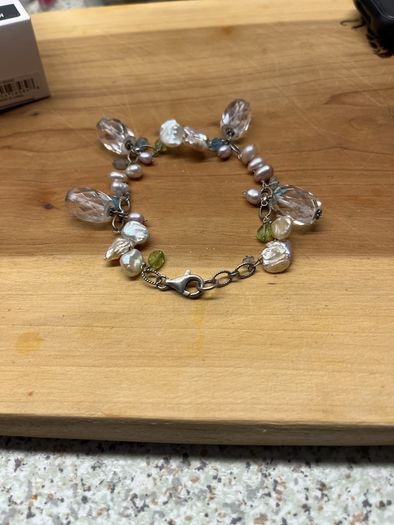silver vintage bracelet with water pearls
