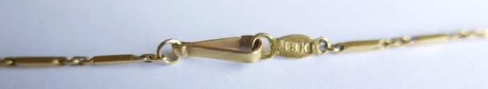 Antique Solid 18K Yellow Gold Bar-Link Chain Necklace length 23" - 5,6g