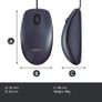 Logitech B100 Wired USB Mouse, 3-Buttons, Optical Tracking, Ambidextrous PC / Mac / Laptop - Black Image 9