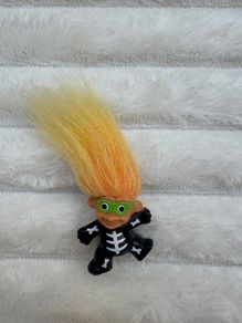 Vintage Halloween Skeleton Costume Troll Lapel Pin By Russ Orange Hair Used Please see pictures