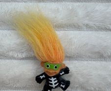 Vintage Halloween Skeleton Costume Troll Lapel Pin By Russ Orange Hair Used Please see pictures
