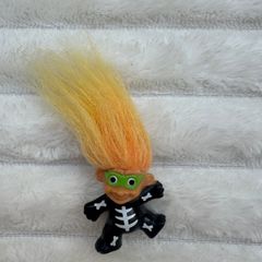 Vintage Halloween Skeleton Costume Troll Lapel Pin By Russ Orange Hair Used Please see pictures