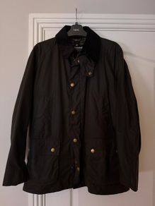 Men's Barbour Ashby Waxed Jacket Large Olive Brown