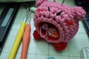 Crochet Kirby pin cushion