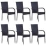 7 Piece Garden Dining Set Poly Rattan Black Image 2