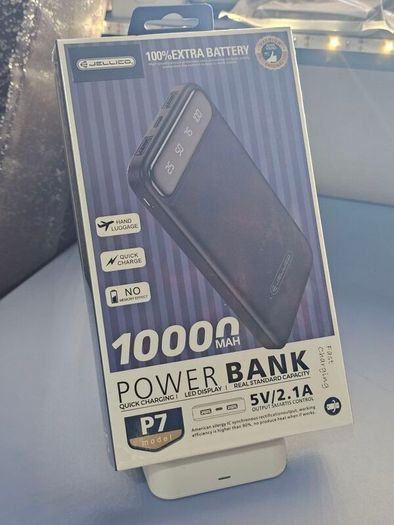 Latest Power Bank Led Display Jellico P7 Dual Port 10000 mAh Black.