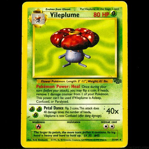 Vileplume 31/64 Rare WOTC Jungle 1999 Pokemon Card Vintage