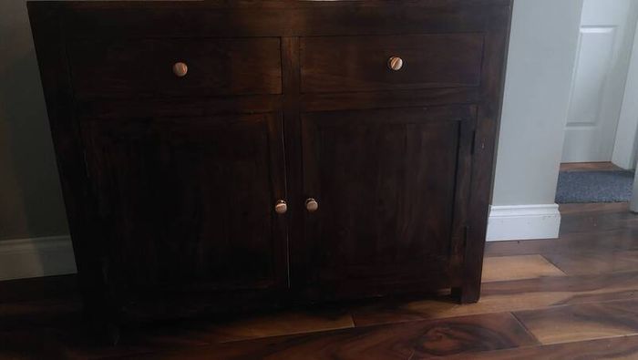 solid oak cabinet/sideboard  coffee table and side tables  for sale