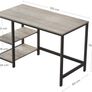 Desk, Computer Desk, PC Table, Office Desk, with 2 Shelves on Right or Left Side for Office, Living Room, Steel Frame, Industrial Design, Greige-Black Image 3