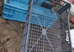 plastic crates 1 blue  few grey small and big