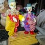 Rare Pair of Vintage Porcelain Head and Hands Circus Clowns mounted on a decorative base, Image 2