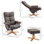 Relax Armchair with Footstool, Storage, Padded TV Chair with Reclining Function, 360 Swivel TV Chair for Bedroom, Living Room, Artificial Leather, Brown Image 3