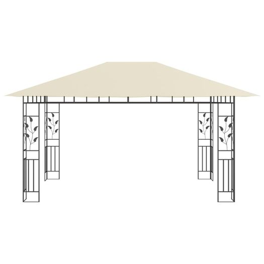 Gazebo with Mosquito Net and String Lights 4x3x2.73 m Cream 180 g/m Sq