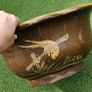 Vintage Chinese Glazed Ceramic Planter  Multi Sided Bird & Floral Motif Image 3