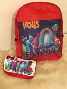 Trolls Personalized set of pencil case and school bag Birthday Gift Boys Girls with your own name on it! / back to school stationery