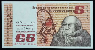Ireland | 1981 | 5 Pounds | P.71c | Prefix - LEF | GEM UNC