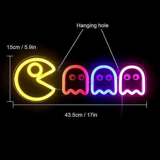 Neon Signs Specter LED Lights Sign Gamer Room Retro Arcade Decor 17x5.9 with USB/Switch Ghost Neon Kids Lights Hang up for Gaming Zone Man Cave