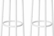 Bar Stools Set of 2, Breakfast Round Bar Chairs with Footrest, Pub Stools, Sturdy Metal Frame, for Dining Room, Kitchen, Party, Industrial, Natural and White
