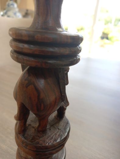 lovely pair of wooden african art handcrafted candlessticks
