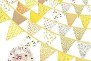 NEW SALE | 40ft Fabric Bunting, 42pcs Outdoor Bunting Banner, Floral Vintage Cotton Triangle Flag for Garden Birthday Party Outdoor Party Decoration