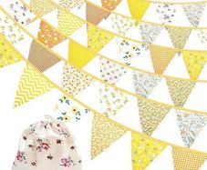 NEW SALE | 40ft Fabric Bunting, 42pcs Outdoor Bunting Banner, Floral Vintage Cotton Triangle Flag for Garden Birthday Party Outdoor Party Decoration