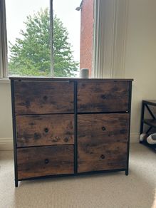 Wooden Drawer Dresser with 6 fabric drawers