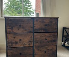 Wooden Drawer Dresser with 6 fabric drawers