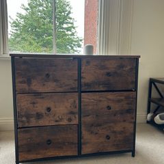 Wooden Drawer Dresser with 6 fabric drawers