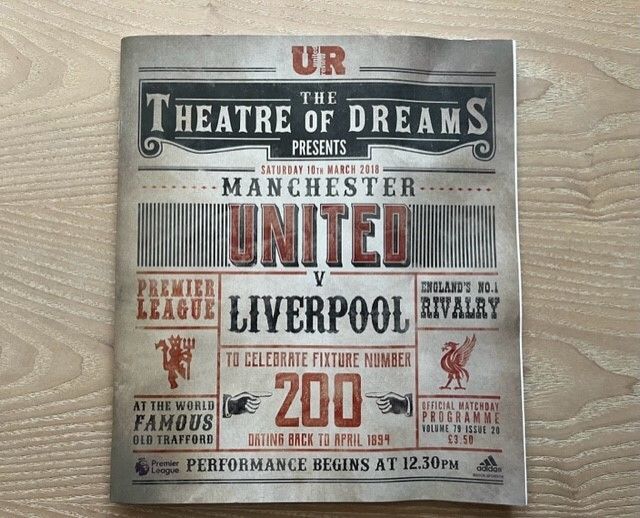 Matchday Programme Set from 200th Fixture Between Manchester United & Liverpool