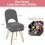 Vanity Chair with Storage, Faux Fur Dressing Table Chair Vanity Stool for Makeup, Foldable Backrest Ottoman for Bedroom, Dressing Room, Living Room, Gray 12.9 Image 4