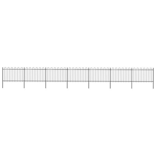 Garden Fence with Hoop Top Steel 11.9x1.2 m Black
