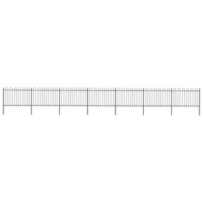Garden Fence with Hoop Top Steel 11.9x1.2 m Black